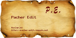 Pacher Edit névjegykártya